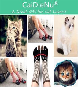 img 2 attached to 🧦 Playful and Colorful Women's Toe Socks: Cotton Five Finger Cute Animal Socks for Casual and Funny Style