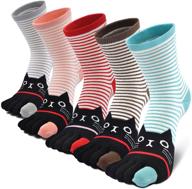 🧦 playful and colorful women's toe socks: cotton five finger cute animal socks for casual and funny style логотип