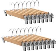 👗 tosnail 15-pack 14-inch natural wooden hangers for skirts, pants & jeans with clips - natural wood finish логотип