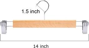 img 3 attached to 👗 Tosnail 15-Pack 14-Inch Natural Wooden Hangers for Skirts, Pants & Jeans with Clips - Natural Wood Finish