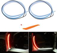 🚦 lecart car door flashing warning light: dual color auto interior strip lights for enhanced safety & style - red and white 2pcs logo