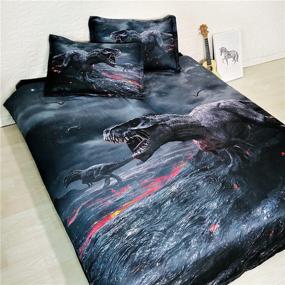 img 3 attached to EsyDream Tyrannosaurus Jurassic Dinosaur Bedding