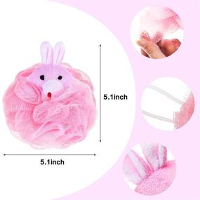 img 3 attached to Colorful Cartoon Animal Kids Bath Sponges - Set of 8 Loofah Pouf Mesh Animal Toy Bath Sponges for Shower - Body Scrubber Balls for Kids and Adults