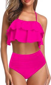 img 4 attached to 🍍 Pineapple Ruffle Swimsuit for Women - Trendy Swimwear & Cover Ups