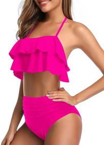 img 2 attached to 🍍 Pineapple Ruffle Swimsuit for Women - Trendy Swimwear & Cover Ups