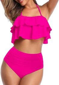 img 1 attached to 🍍 Pineapple Ruffle Swimsuit for Women - Trendy Swimwear & Cover Ups