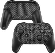 🎮 extremerate soft touch black silver carbon fiber patterned diy replacement shell housing case for nintendo switch pro controller - controller not included logo