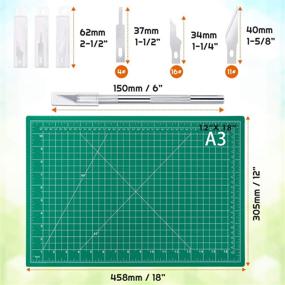 img 2 attached to 🔪 Multipurpose Craft Knife and Cutting Mat Set - Audab 18"x12" Self-Healing Mat with 30 Hobby Blades for Sewing, Quilting, Scrapbooking, and Art Projects