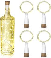 usb rechargeable led cork shape fairy lights for wedding, christmas, party, halloween - mostashow wine bottle lights with cork, 4 pack - warm white логотип