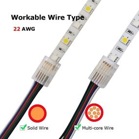 img 1 attached to 5 Pin 10mm RGBW LED Strip Connector: Solderless Adapter for Multicolor LED Strip Lights (Pack of 10)