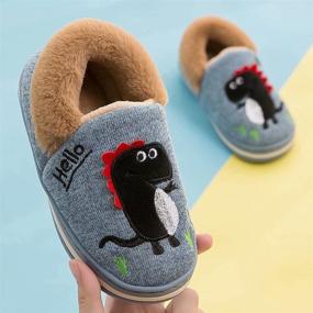 img 3 attached to 🦖 Westilely Kids Cute Dinosaur Slippers: Girls Boys Winter House Shoes, Indoor Warm Slip-On Slippers