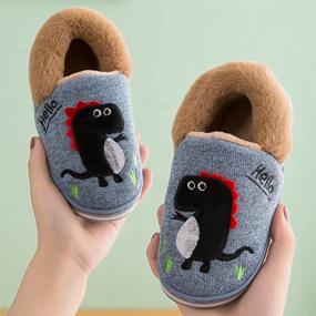 img 1 attached to 🦖 Westilely Kids Cute Dinosaur Slippers: Girls Boys Winter House Shoes, Indoor Warm Slip-On Slippers