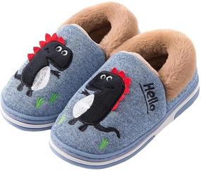 img 4 attached to 🦖 Westilely Kids Cute Dinosaur Slippers: Girls Boys Winter House Shoes, Indoor Warm Slip-On Slippers