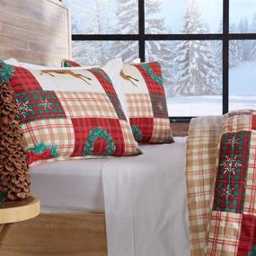 img 3 attached to 🎅 Full/Queen Holiday Homestead Collection Quilt Set - 3-Piece Reversible Bedspread with Shams. Microfiber Quilt Set Featuring Festive Patterns.