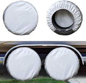 img 4 attached to 🚐 Kayme RV Tire Covers Set of 4, Waterproof Wheel Cover for Travel Trailer, Camper, Truck, SUV, Motorhome. Sun, Rain, Snow Protector. Fits 27-29 Inch Tire Diameter. Silver.