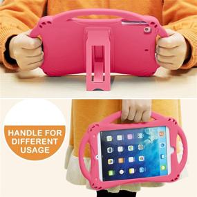 img 1 attached to 👧 TopEsct Kids Case for iPad Mini - Silicone Childproof Case for All Generations, Built-in Handle Stand, Comes with a Strap - Pink