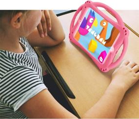 img 3 attached to 👧 TopEsct Kids Case for iPad Mini - Silicone Childproof Case for All Generations, Built-in Handle Stand, Comes with a Strap - Pink