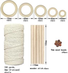 img 3 attached to 🧶 Complete Macrame Kit with 300 Yards 3mm Cotton Cord - Perfect for Plant Hangers and Wall Hangings - Includes Beads, Rings, and Sticks - Ideal for Beginners and Adults