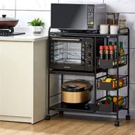 🍳 3-tier kitchen bakers rack with microwave oven stand, storage basket, and rolling kitchen cart logo