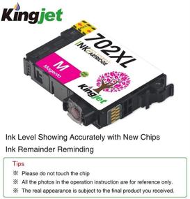 img 3 attached to 🖨️ High Yield Kingjet Remanufactured Ink Cartridge for Epson 702/702XL - 4 Pack, Compatible with WF-3720/3730/3733