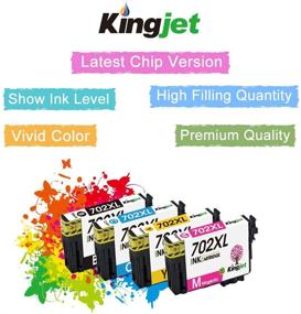 img 1 attached to 🖨️ High Yield Kingjet Remanufactured Ink Cartridge for Epson 702/702XL - 4 Pack, Compatible with WF-3720/3730/3733