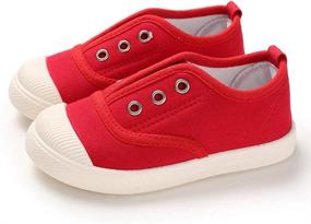 img 2 attached to 👟 E-FAK Kids Canvas Sneaker - Slip On Tennis Shoes for Toddler Boys and Girls | Lightweight Fashion Casual Running Shoe