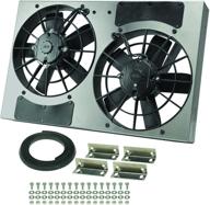 upgraded gray/black dual radiator fan by derale performance for enhanced output - model 16831 logo