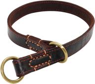 🐶 didog - genuine leather p choke chain, adjustable dog collars, brown for medium and large breeds training and walking logo