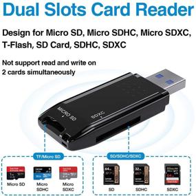 img 2 attached to 2 Pack USB 3.0 SD Card Reader and Micro SD Memory Card Adapter Hub for TF, SD, Micro SD, SDXC, SDHC, MMC, RS-MMC, Micro SDXC, Micro SDHC, UHS-I - Compatible with Mac, PC, Laptop