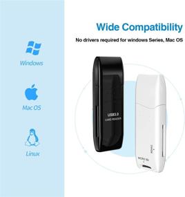 img 1 attached to 2 Pack USB 3.0 SD Card Reader and Micro SD Memory Card Adapter Hub for TF, SD, Micro SD, SDXC, SDHC, MMC, RS-MMC, Micro SDXC, Micro SDHC, UHS-I - Compatible with Mac, PC, Laptop