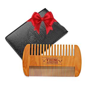 img 4 attached to 🧔 Viking Revolution Wooden Beard Comb & Case - Fine & Coarse Teeth, Ideal for Balms and Oils, Premium Pocket Comb for Beards & Mustaches