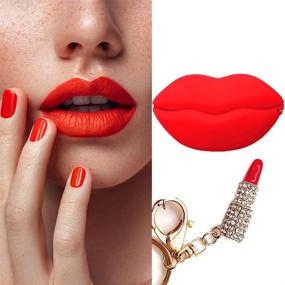 img 1 attached to Yodaoo AirPods Pro Case Cover: Cute and Stylish Red Lips Design with Rhinestone Lipstick Keychain - Unique and Fashionable Silicone Protective Case for AirPods 3, Crystal Diamond Key Accessories Included