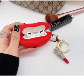 img 2 attached to Yodaoo AirPods Pro Case Cover: Cute and Stylish Red Lips Design with Rhinestone Lipstick Keychain - Unique and Fashionable Silicone Protective Case for AirPods 3, Crystal Diamond Key Accessories Included