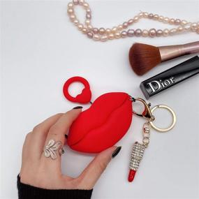 img 3 attached to Yodaoo AirPods Pro Case Cover: Cute and Stylish Red Lips Design with Rhinestone Lipstick Keychain - Unique and Fashionable Silicone Protective Case for AirPods 3, Crystal Diamond Key Accessories Included