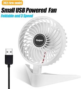 img 3 attached to 🌬️ Viniper Small Desk Fan: Portable, 3-Speed USB Fan with Strong Wind & Foldable Design for Home Office Travel - White