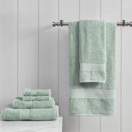 🛀 madison park organic 100% cotton bathroom towel set: premium spa quality, ultra absorbent, quick dry | includes shower, handwash, and face washcloth - multi-sizes, seafoam logo