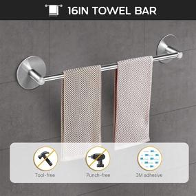 img 3 attached to 🛁 Enhance Your Bathroom with Bsicpro 5-Piece Stainless Steel Bath Hardware Set – 16" Towel Bar, Toilet Paper Holder, and 3 Robe Towel Hooks in Brushed Nickel Finish