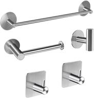 🛁 enhance your bathroom with bsicpro 5-piece stainless steel bath hardware set – 16" towel bar, toilet paper holder, and 3 robe towel hooks in brushed nickel finish logo