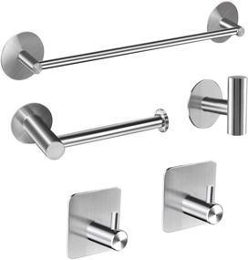 img 4 attached to 🛁 Enhance Your Bathroom with Bsicpro 5-Piece Stainless Steel Bath Hardware Set – 16" Towel Bar, Toilet Paper Holder, and 3 Robe Towel Hooks in Brushed Nickel Finish