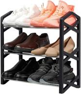 nihome 3-tier shoe rack: compact, lightweight, and sturdy steel organizer for 6 pairs of footwear in closet, hallway, entryway, living room, bedroom - x shape frames (black) logo