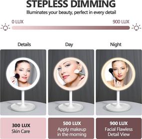 img 1 attached to 🪞 Enhanced Makeup Mirror: Adjustable Brightness, 3 Light Colors, 1X/10X Magnification - Portable Desktop Beauty Mirror for Bathroom & Home