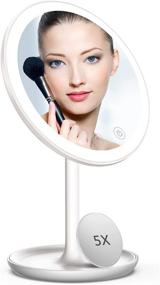 img 4 attached to 🪞 Enhanced Makeup Mirror: Adjustable Brightness, 3 Light Colors, 1X/10X Magnification - Portable Desktop Beauty Mirror for Bathroom & Home