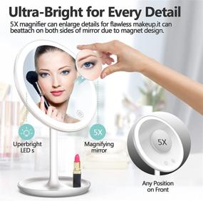 img 3 attached to 🪞 Enhanced Makeup Mirror: Adjustable Brightness, 3 Light Colors, 1X/10X Magnification - Portable Desktop Beauty Mirror for Bathroom & Home