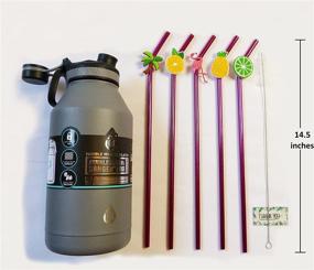 img 2 attached to [BC Creation] Wine Straws for Bottles: Extra Long 64 oz Tumbler, Stainless Steel Metal Straws - Reusable, Rose Pink, 14.5 Inches