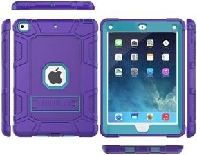 img 2 attached to Hybrid Shockproof Rugged Drop Protection Cover with Kickstand for iPad 9.7 inch A1893 / A1954 / A1822 / A182 - Purple+Blue