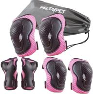 🛹 peepypet kids knee pads set - 6 in 1 protective gear for skateboarding, roller skating, scooter, bicycle - knee pads, elbow pads, wrist guards logo