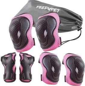 img 4 attached to 🛹 PEEPYPET Kids Knee Pads Set - 6 in 1 Protective Gear for Skateboarding, Roller Skating, Scooter, Bicycle - Knee Pads, Elbow Pads, Wrist Guards