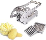 🍟 efficient jiaoaoo stainless steel potato cutter machine: ultimate french fries cutting solution with 2 blades in silver logo