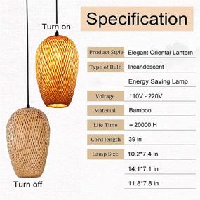 img 2 attached to 🏮 Bamboo Lantern Pendant Lamp: Vintage Japanese E27 Chandelier for Stylish Ceiling Lighting in Living Room, Bedroom, Restaurant, and More