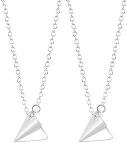 img 3 attached to 🛩️ Set of 2 Triangle Origami Plane Necklaces - Exquisite Geometric Paper Airplane Pendant Necklace for Women, Girls, and Couples